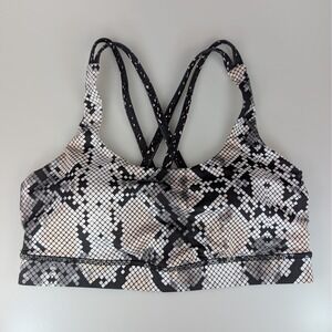 Lululemon Snakeskin Racerback Sports Bra Size 8 M Workout Yoga Pilates Strappy